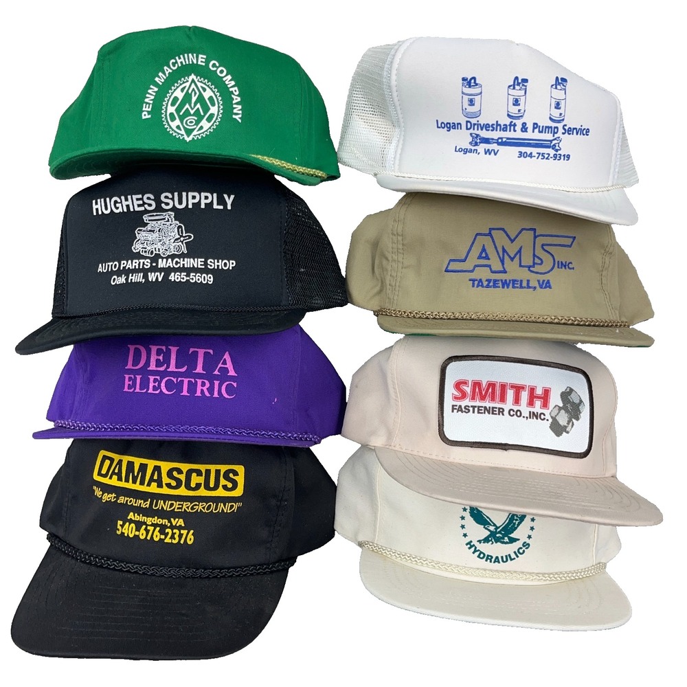 Vintage Trucker Hat Lot Snapback Cap 80s 90s Patch USA Advertising Logo Rope AE1